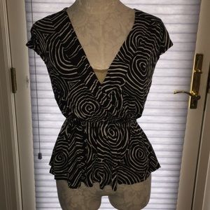 Black and white peplum top-small